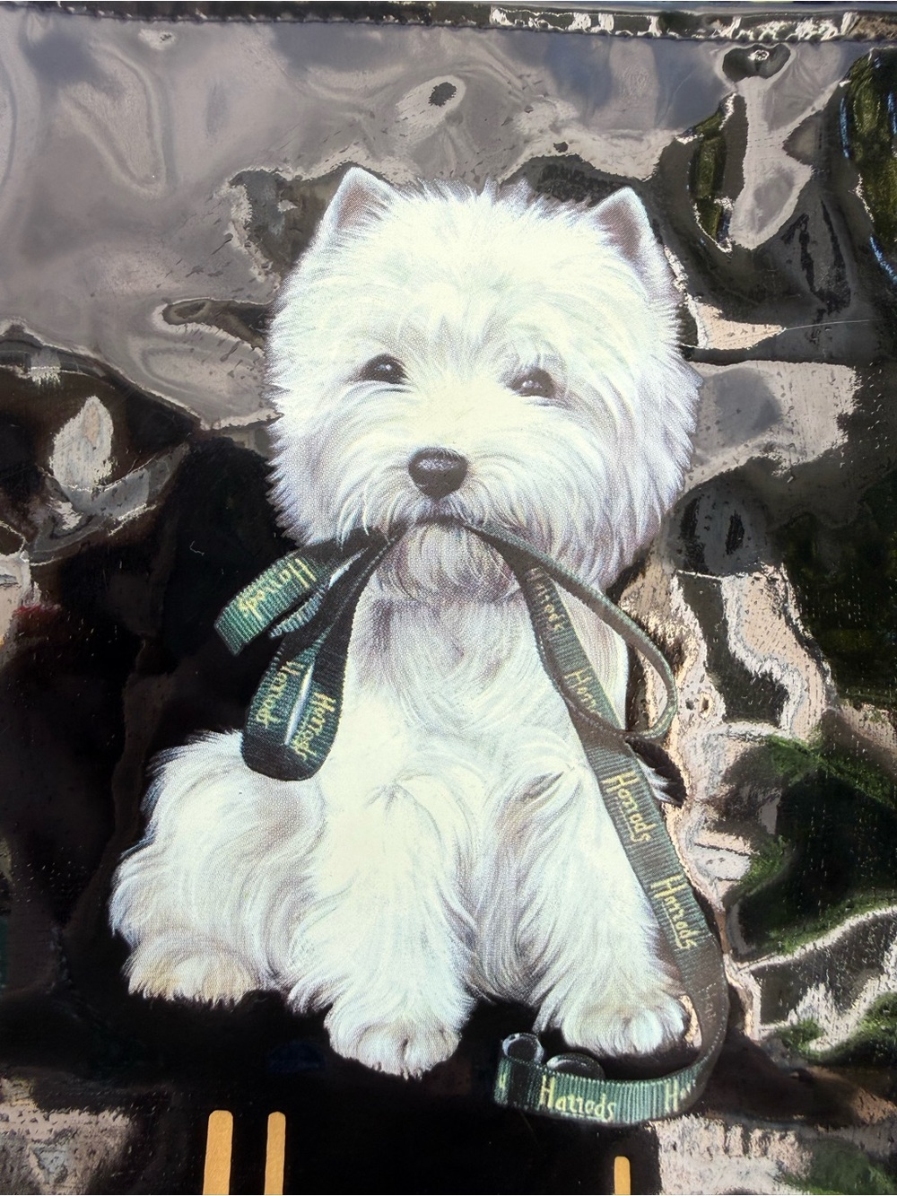 NWoT HARROD Kingsbridge Westie 🐶 LOGO zippered black medium tote bag.